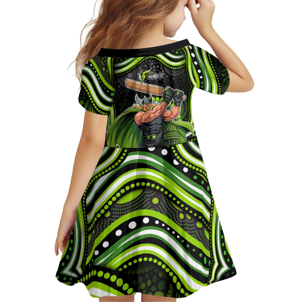 Sydney Thunder Cricket Kid Short Sleeve Dress Australian Cricket Mascot - Modern Indigenous Style