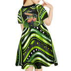 Sydney Thunder Cricket Kid Short Sleeve Dress Australian Cricket Mascot - Modern Indigenous Style