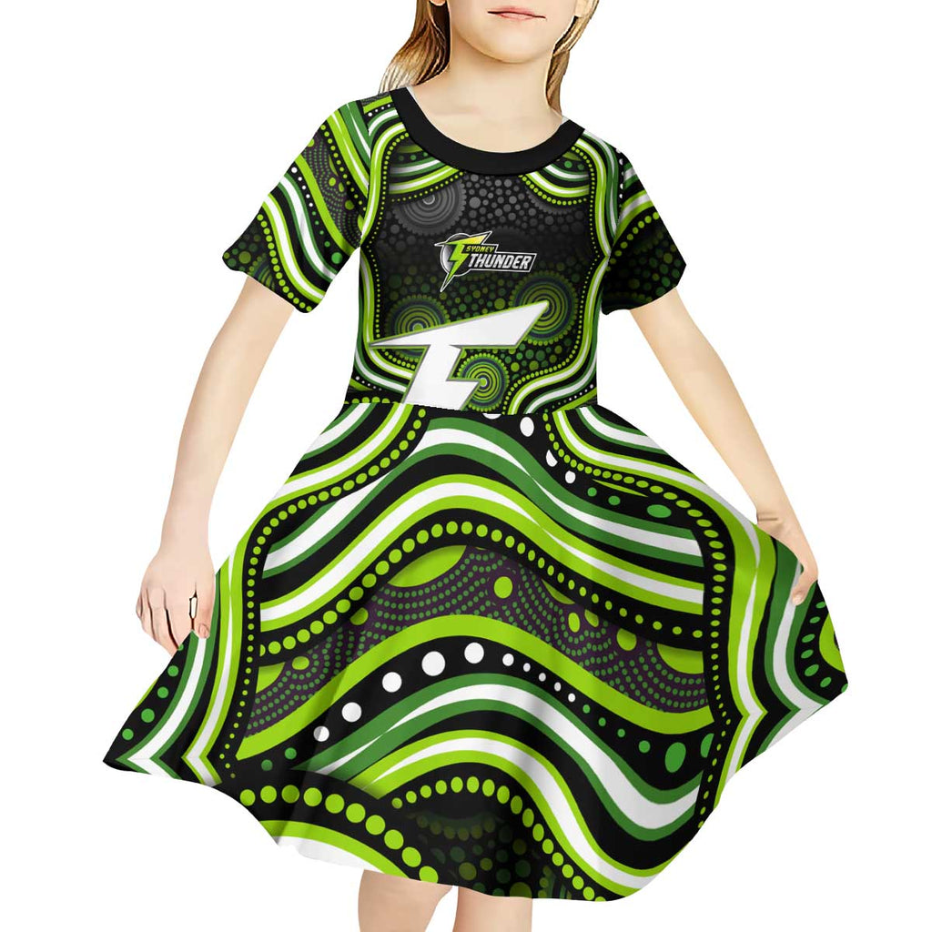 Sydney Thunder Cricket Kid Short Sleeve Dress Australian Cricket Mascot - Modern Indigenous Style