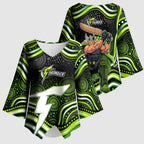 Sydney Thunder Cricket Kimono Sleeve Blouse Australian Cricket Mascot - Modern Indigenous Style