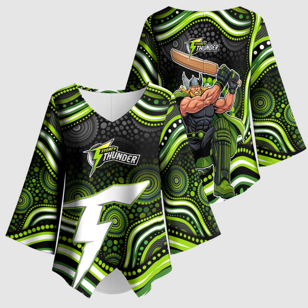 Sydney Thunder Cricket Kimono Sleeve Blouse Australian Cricket Mascot - Modern Indigenous Style