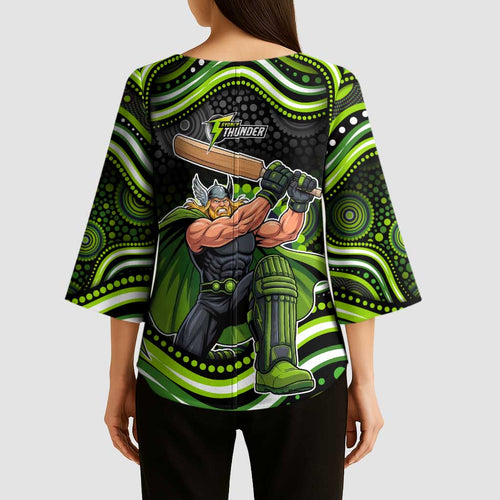 Sydney Thunder Cricket Kimono Sleeve Blouse Australian Cricket Mascot - Modern Indigenous Style