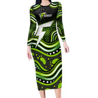 Sydney Thunder Cricket Long Sleeve Bodycon Dress Australian Cricket Mascot - Modern Indigenous Style