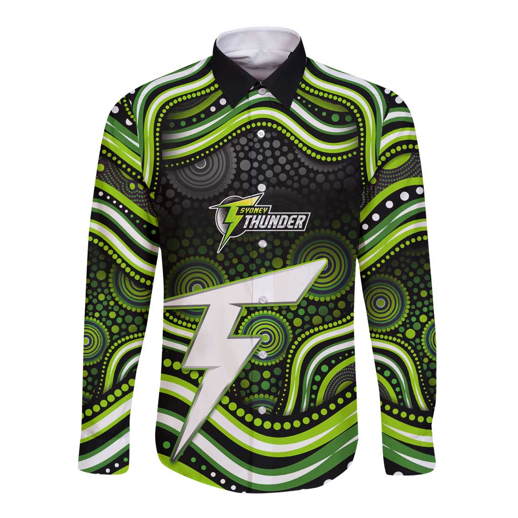Sydney Thunder Cricket Long Sleeve Button Shirt Australian Cricket Mascot - Modern Indigenous Style