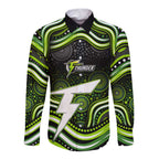 Sydney Thunder Cricket Long Sleeve Button Shirt Australian Cricket Mascot - Modern Indigenous Style