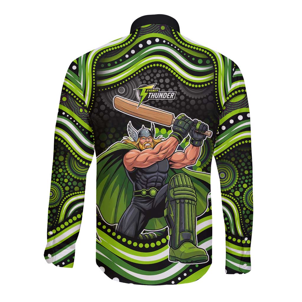 Sydney Thunder Cricket Long Sleeve Button Shirt Australian Cricket Mascot - Modern Indigenous Style