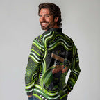 Sydney Thunder Cricket Long Sleeve Polo Shirt Australian Cricket Mascot - Modern Indigenous Style