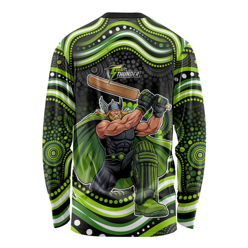 Sydney Thunder Cricket Long Sleeve Shirt Australian Cricket Mascot - Modern Indigenous Style