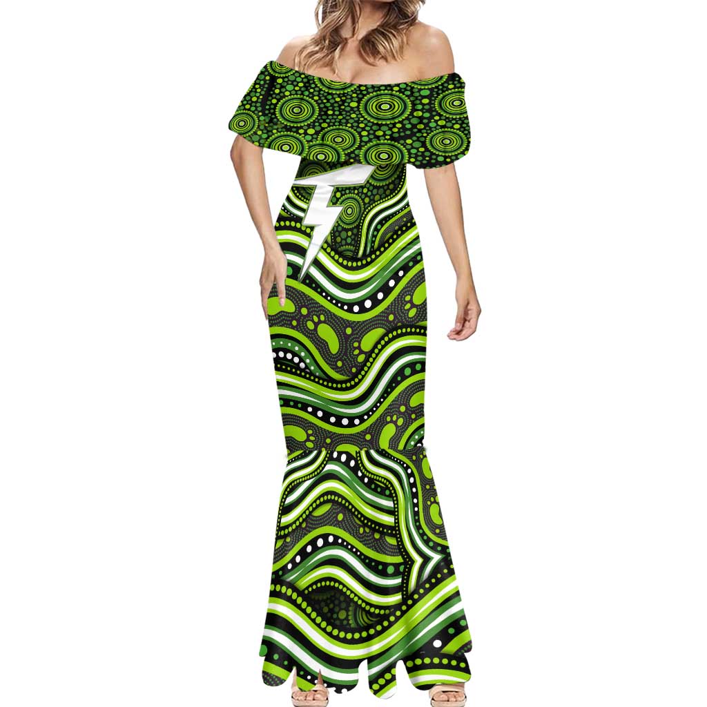 Sydney Thunder Cricket Mermaid Dress Australian Cricket Mascot - Modern Indigenous Style