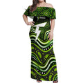 Sydney Thunder Cricket Off Shoulder Maxi Dress Australian Cricket Mascot - Modern Indigenous Style