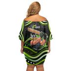 Sydney Thunder Cricket Off Shoulder Short Dress Australian Cricket Mascot - Modern Indigenous Style
