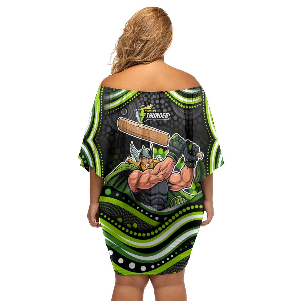 Sydney Thunder Cricket Off Shoulder Short Dress Australian Cricket Mascot - Modern Indigenous Style
