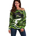 Sydney Thunder Cricket Off Shoulder Sweater Australian Cricket Mascot - Modern Indigenous Style