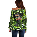 Sydney Thunder Cricket Off Shoulder Sweater Australian Cricket Mascot - Modern Indigenous Style