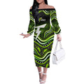 Sydney Thunder Cricket Off The Shoulder Long Sleeve Dress Australian Cricket Mascot - Modern Indigenous Style