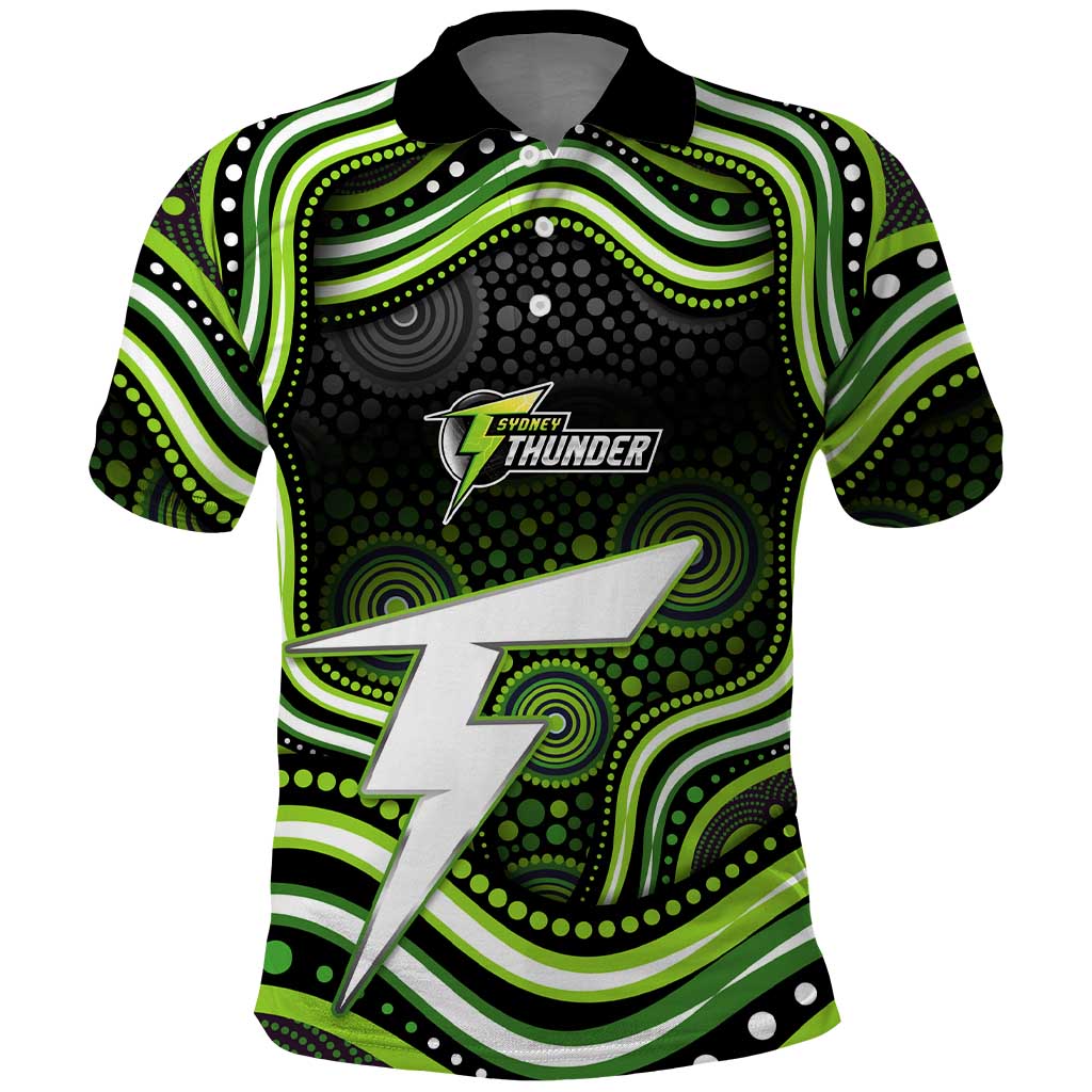 Sydney Thunder Cricket Polo Shirt Australian Cricket Mascot - Modern Indigenous Style