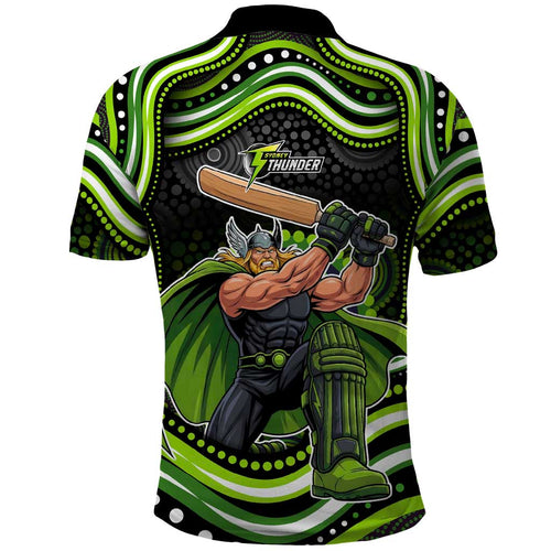 Sydney Thunder Cricket Polo Shirt Australian Cricket Mascot - Modern Indigenous Style