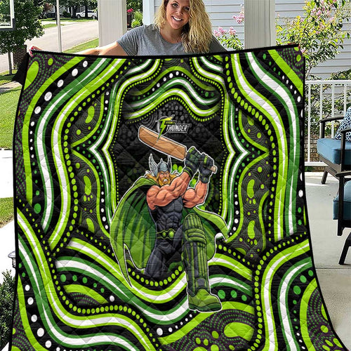 Sydney Thunder Cricket Quilt Australian Cricket Mascot - Modern Indigenous Style
