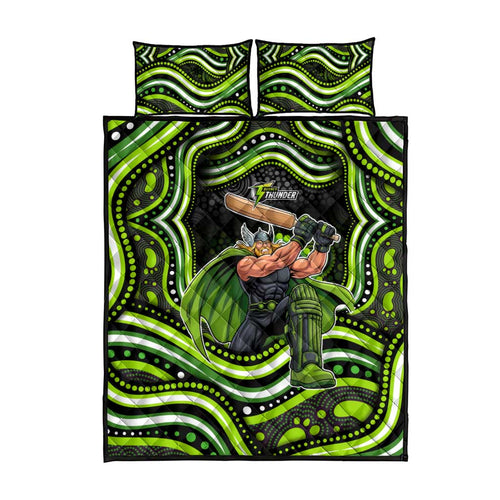 Sydney Thunder Cricket Quilt Bed Set Australian Cricket Mascot - Modern Indigenous Style