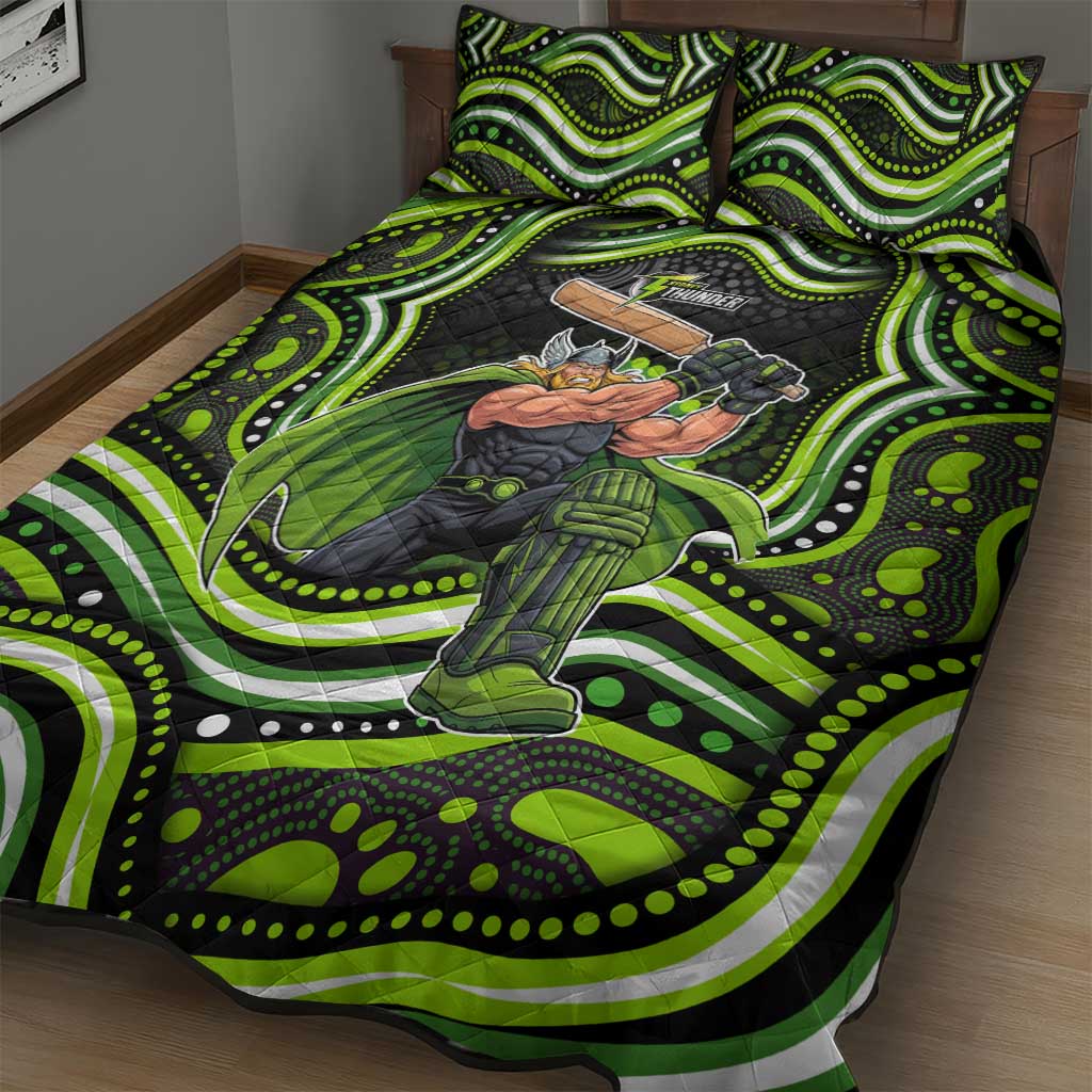 Sydney Thunder Cricket Quilt Bed Set Australian Cricket Mascot - Modern Indigenous Style
