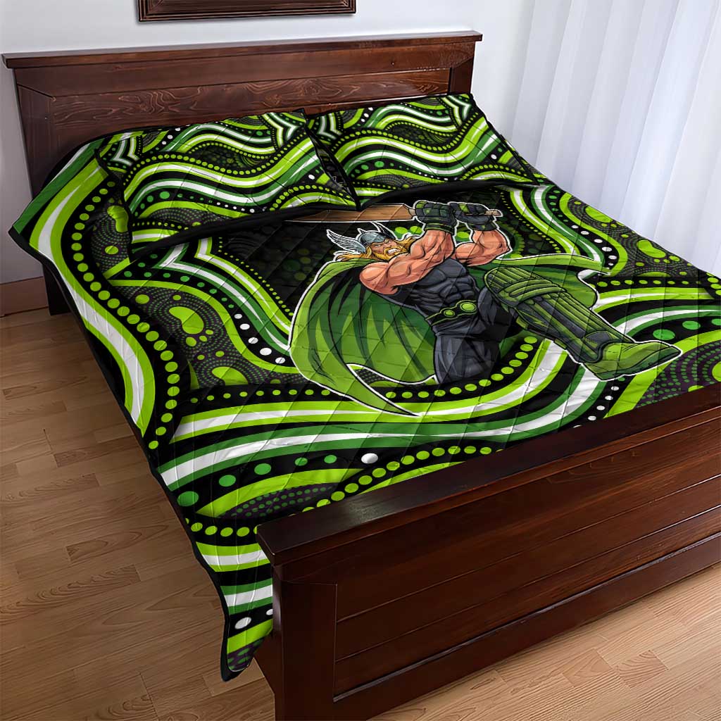 Sydney Thunder Cricket Quilt Bed Set Australian Cricket Mascot - Modern Indigenous Style