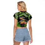 Sydney Thunder Cricket Raglan Cropped T Shirt Australian Cricket Mascot - Modern Indigenous Style