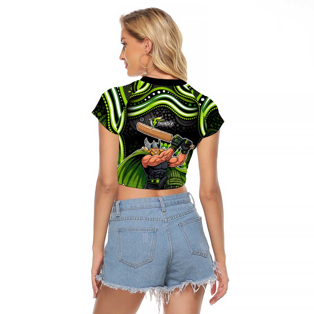 Sydney Thunder Cricket Raglan Cropped T Shirt Australian Cricket Mascot - Modern Indigenous Style