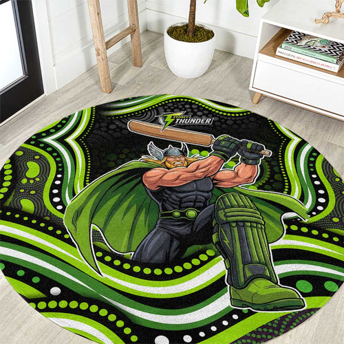 Sydney Thunder Cricket Round Carpet Australian Cricket Mascot - Modern Indigenous Style