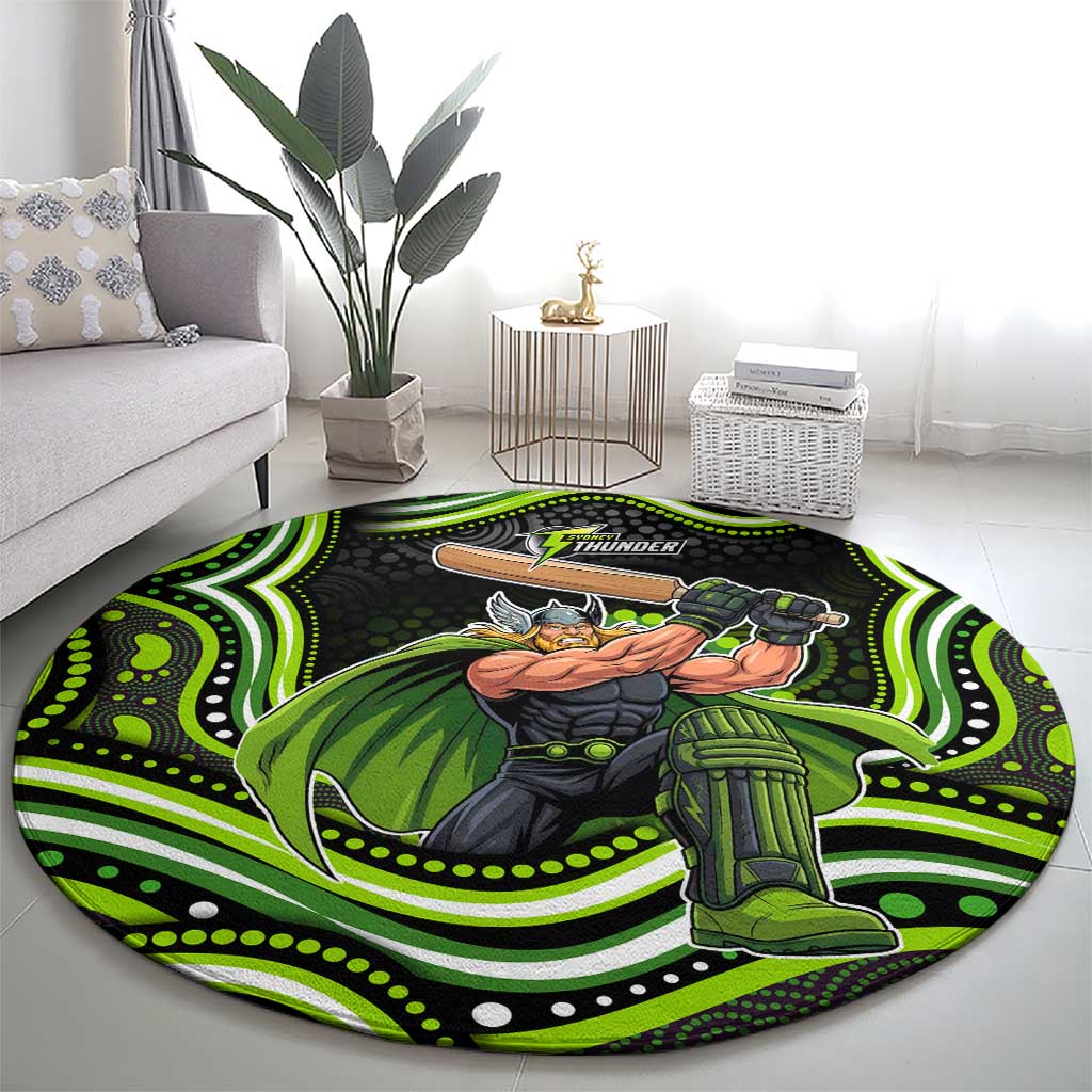 Sydney Thunder Cricket Round Carpet Australian Cricket Mascot - Modern Indigenous Style