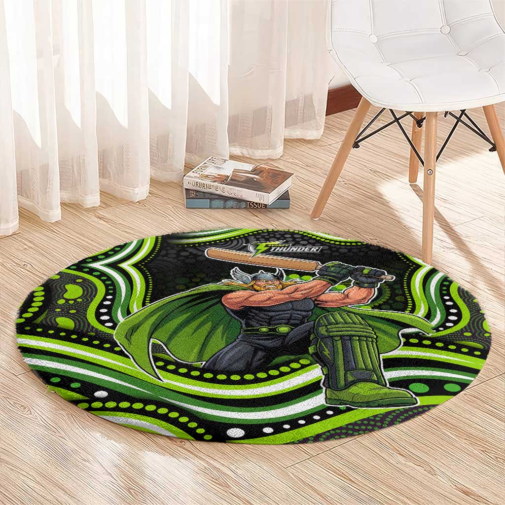 Sydney Thunder Cricket Round Carpet Australian Cricket Mascot - Modern Indigenous Style