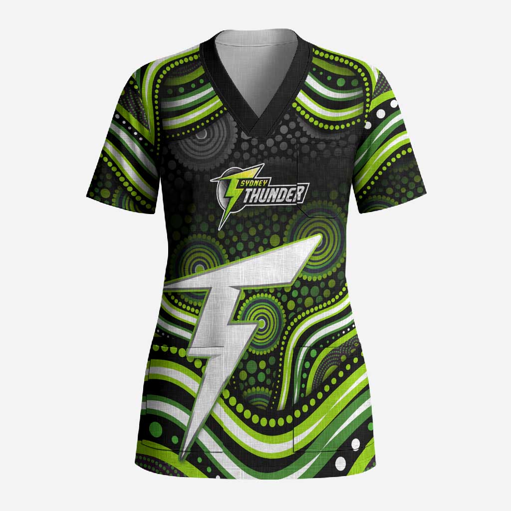 Sydney Thunder Cricket Scrub Top Australian Cricket Mascot - Modern Indigenous Style