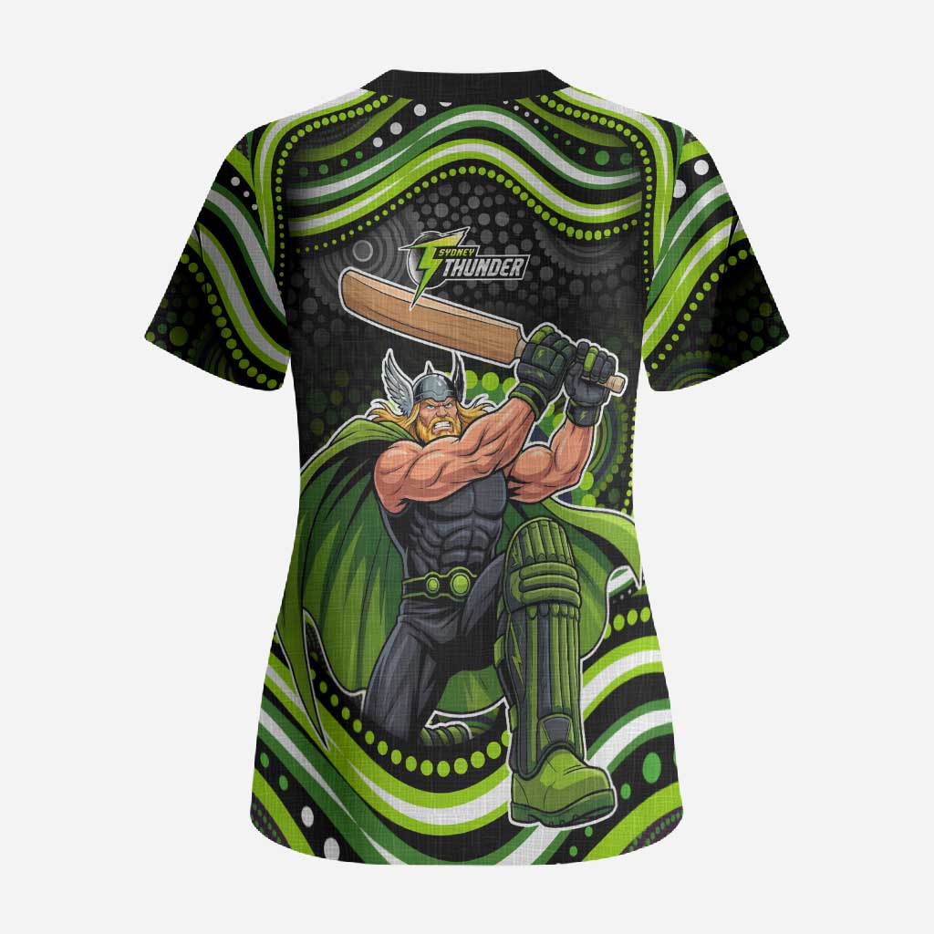 Sydney Thunder Cricket Scrub Top Australian Cricket Mascot - Modern Indigenous Style