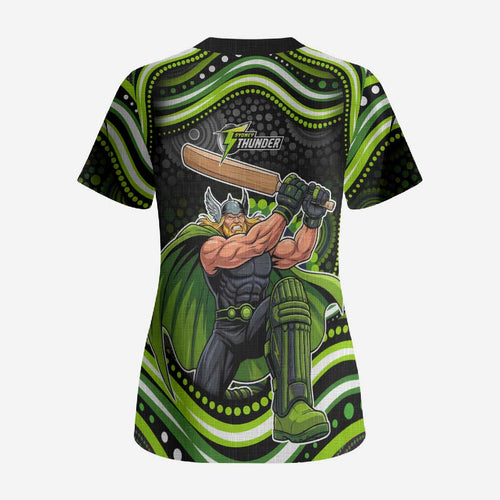 Sydney Thunder Cricket Scrub Top Australian Cricket Mascot - Modern Indigenous Style