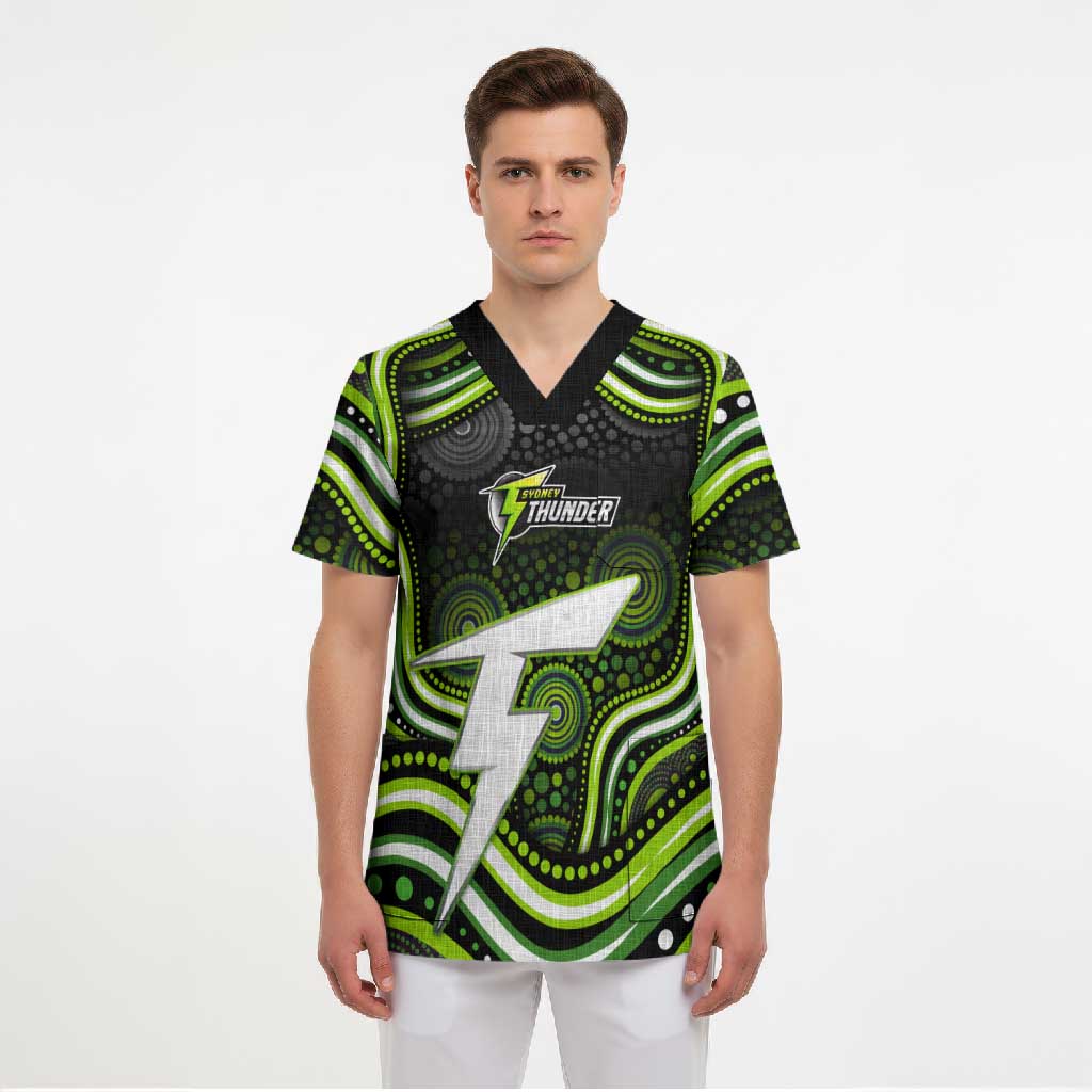 Sydney Thunder Cricket Scrub Top Australian Cricket Mascot - Modern Indigenous Style