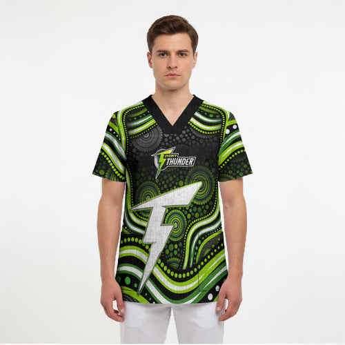 Sydney Thunder Cricket Scrub Top Australian Cricket Mascot - Modern Indigenous Style