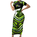 Sydney Thunder Cricket Short Sleeve Bodycon Dress Australian Cricket Mascot - Modern Indigenous Style