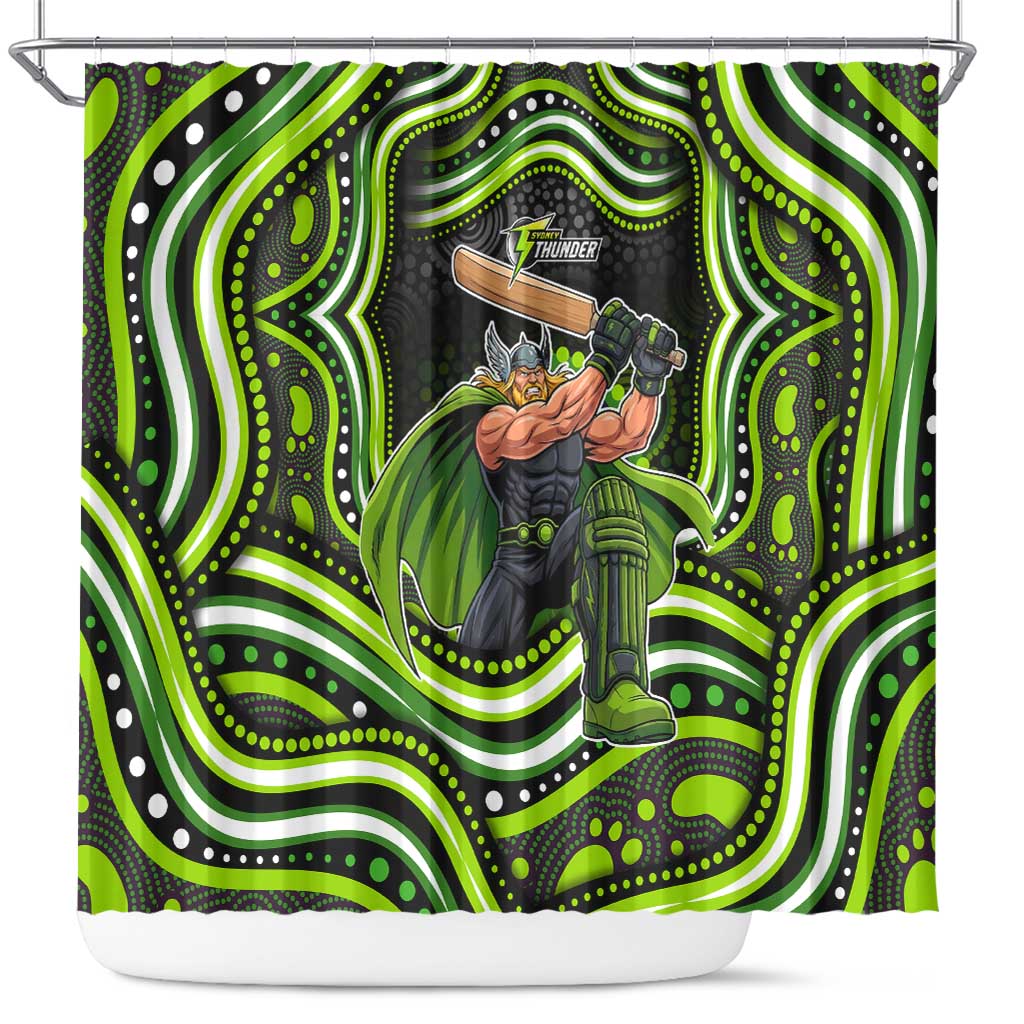 Sydney Thunder Cricket Shower Curtain Australian Cricket Mascot - Modern Indigenous Style