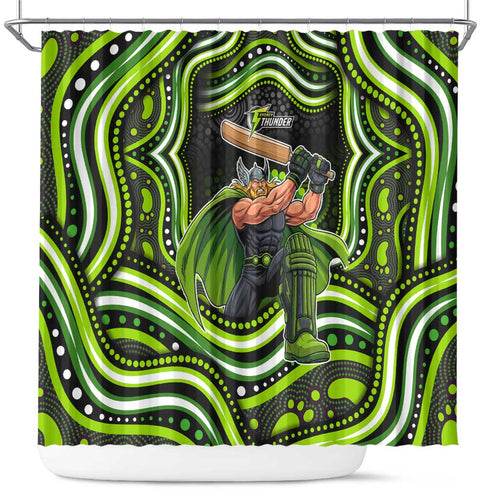 Sydney Thunder Cricket Shower Curtain Australian Cricket Mascot - Modern Indigenous Style