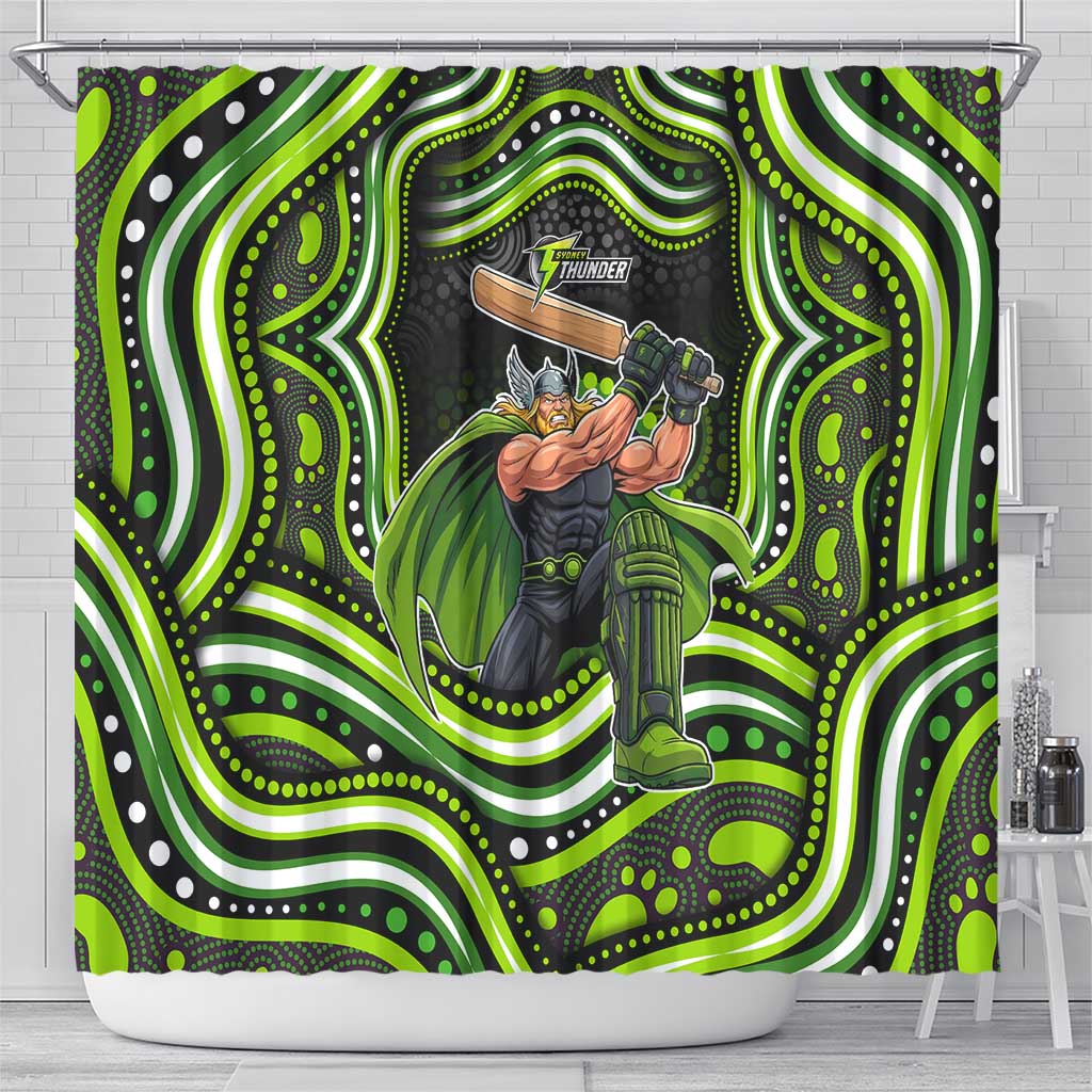 Sydney Thunder Cricket Shower Curtain Australian Cricket Mascot - Modern Indigenous Style