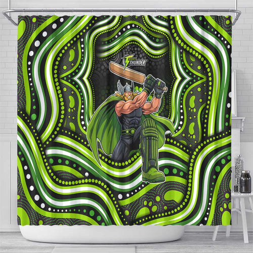 Sydney Thunder Cricket Shower Curtain Australian Cricket Mascot - Modern Indigenous Style