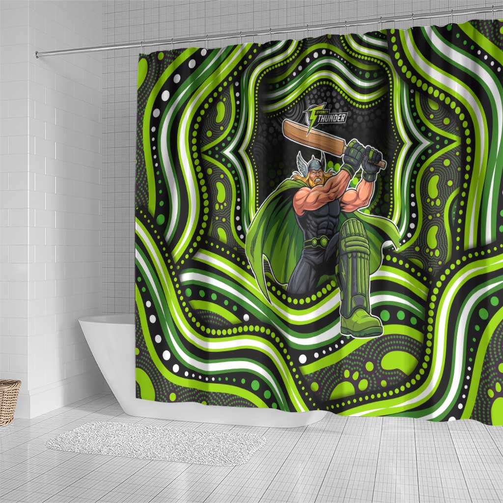 Sydney Thunder Cricket Shower Curtain Australian Cricket Mascot - Modern Indigenous Style