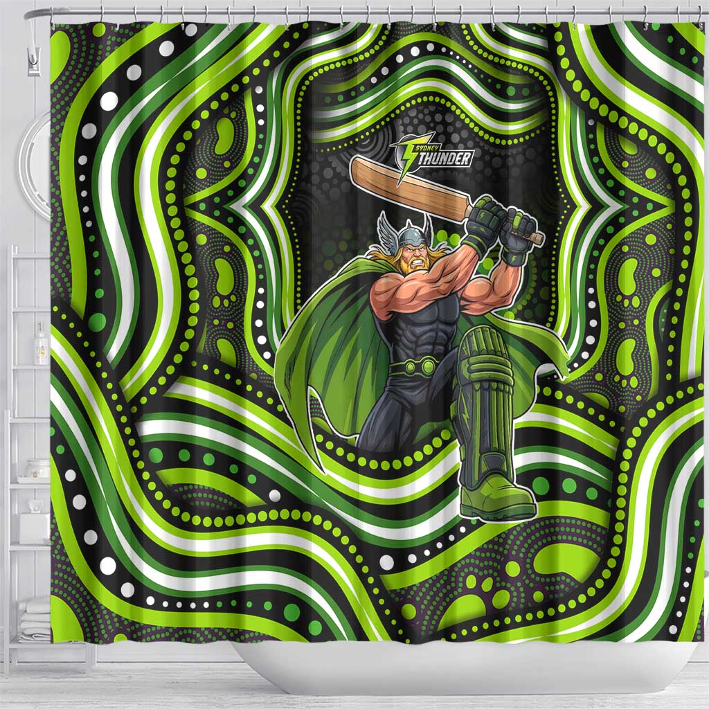 Sydney Thunder Cricket Shower Curtain Australian Cricket Mascot - Modern Indigenous Style