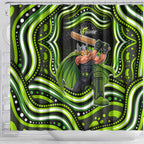 Sydney Thunder Cricket Shower Curtain Australian Cricket Mascot - Modern Indigenous Style