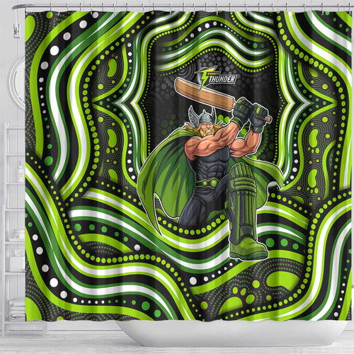 Sydney Thunder Cricket Shower Curtain Australian Cricket Mascot - Modern Indigenous Style