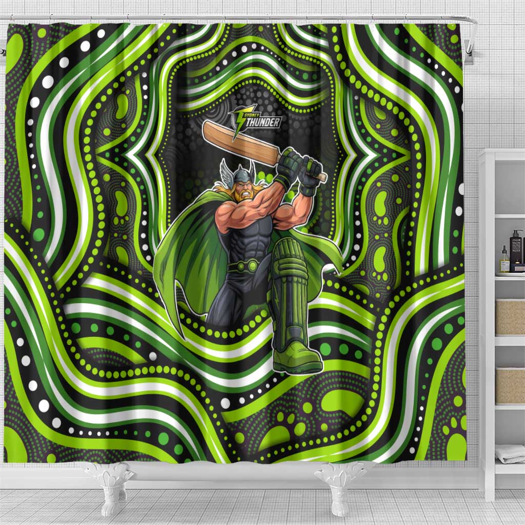 Sydney Thunder Cricket Shower Curtain Australian Cricket Mascot - Modern Indigenous Style