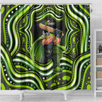 Sydney Thunder Cricket Shower Curtain Australian Cricket Mascot - Modern Indigenous Style