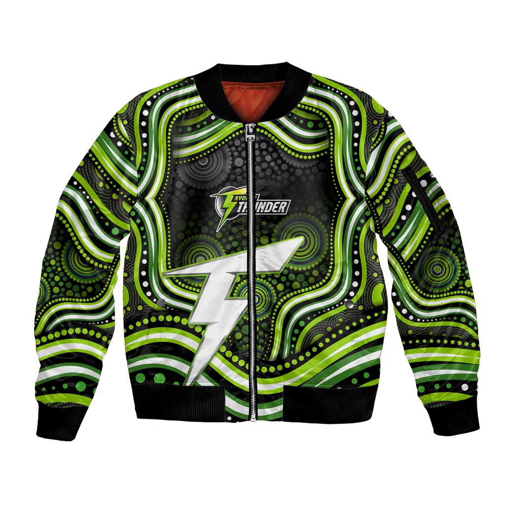 Sydney Thunder Cricket Sleeve Zip Bomber Jacket Australian Cricket Mascot - Modern Indigenous Style