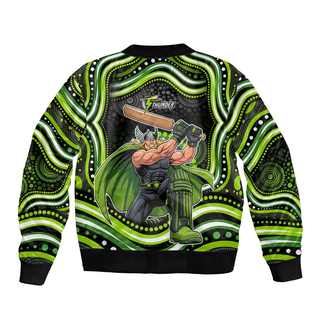 Sydney Thunder Cricket Sleeve Zip Bomber Jacket Australian Cricket Mascot - Modern Indigenous Style