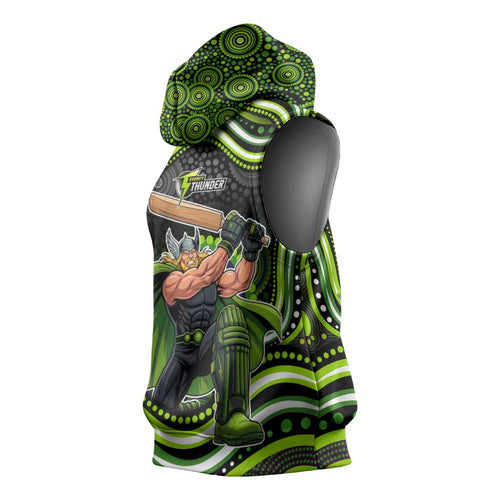 Sydney Thunder Cricket Sleeveless Hoodie Australian Cricket Mascot - Modern Indigenous Style