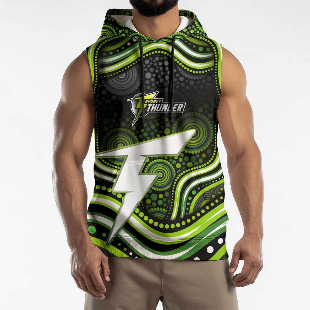 Sydney Thunder Cricket Sleeveless Hoodie Australian Cricket Mascot - Modern Indigenous Style